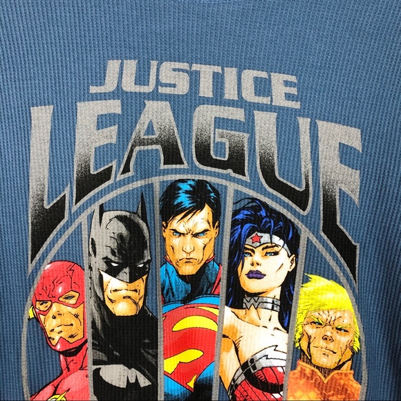 (R1-06) Justice League Long Sleeve Blue Large - Picture 2 of 6